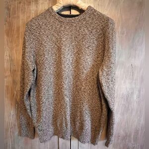 CROFT AND BARROW MENS SWEATER Crew Neck Heathered Brown/Black/Cream Size XL